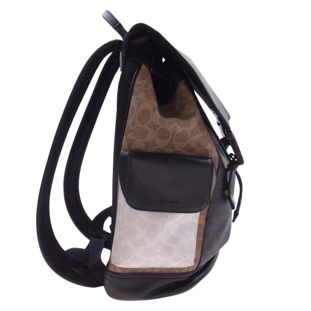 COACH コーチ 5091 シグネチャー レザー リュック バックパック ブラック系【中古】