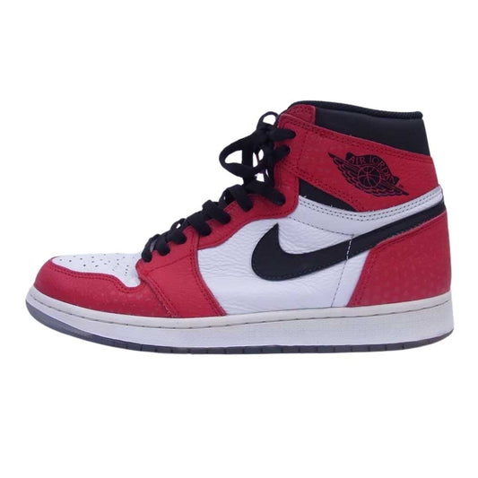 NIKE ナイキ 555088-602 Spiderman Air Jordan 1 Origin Story スパイダーマン エアジョーダン ハイカット スニーカー ホワイト系 レッド系 27.5cm【中古】