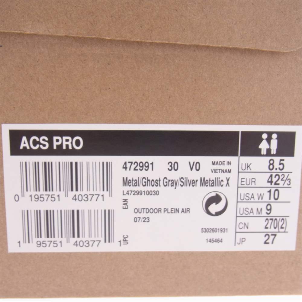 salomon サロモン 472991 ACS PRO ADVANCED アドヴァンスド ローカット スニーカー グレー グレー系 27cm【美品】【中古】
