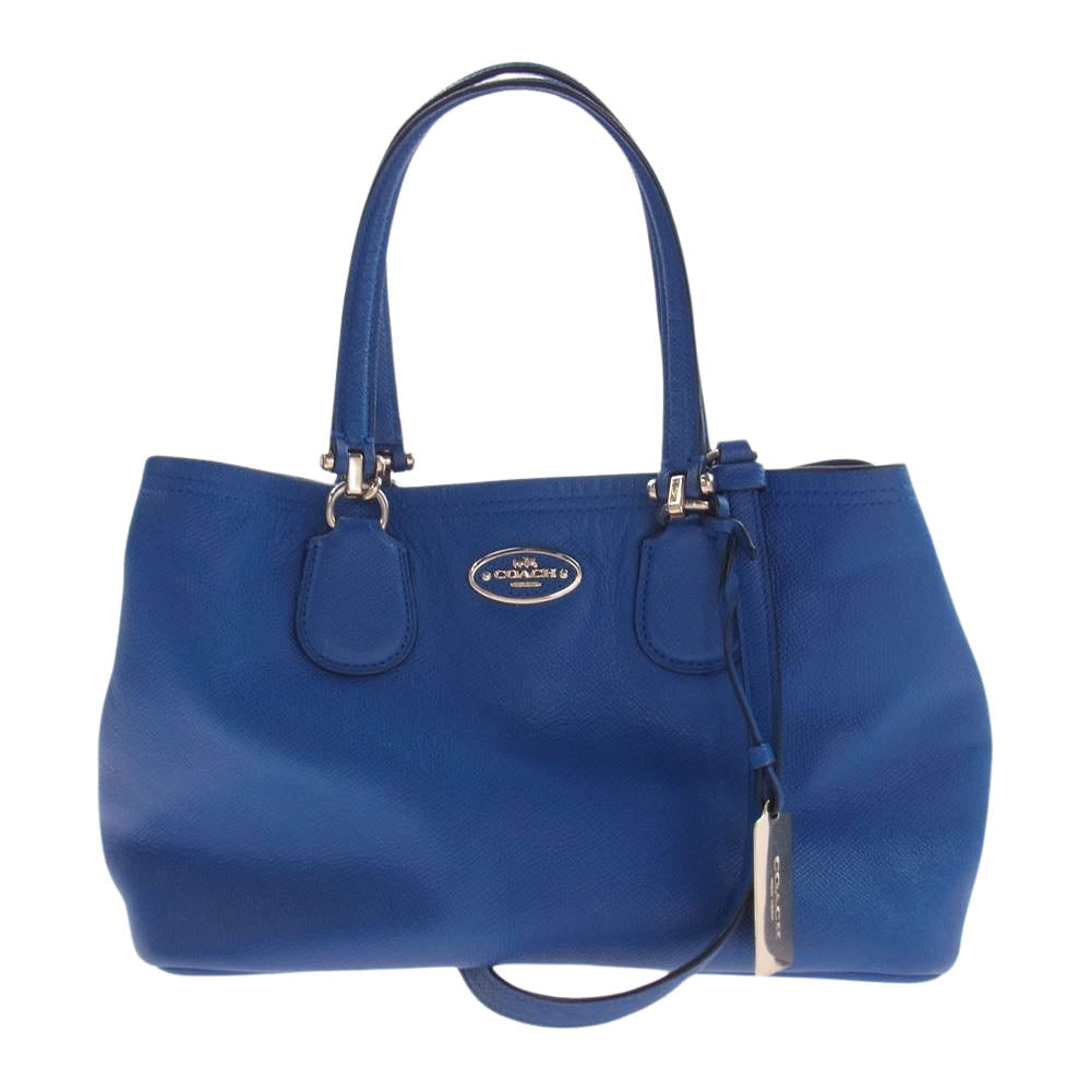 COACH コーチ レザー 2WAY ハンドバッグ ショルダーバッグ ライトブルー系【中古】