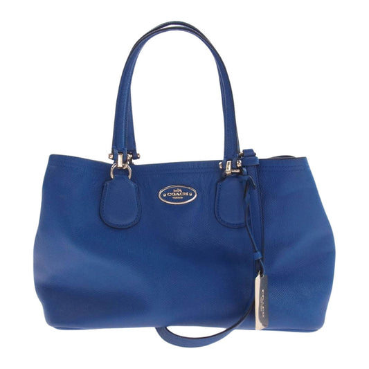 COACH コーチ レザー 2WAY ハンドバッグ ショルダーバッグ ライトブルー系【中古】