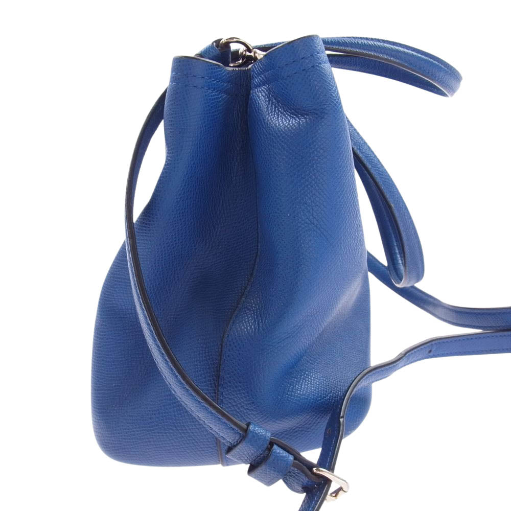 COACH コーチ レザー 2WAY ハンドバッグ ショルダーバッグ ライトブルー系【中古】