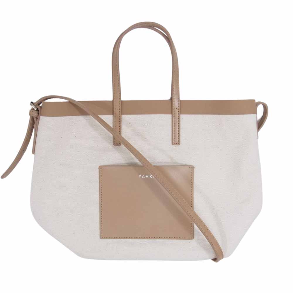 ヤーキ STUDIOUS別注 2WAYキャンバス レザー ショルダーバッグ ハンドバッグ ベージュ系【中古】