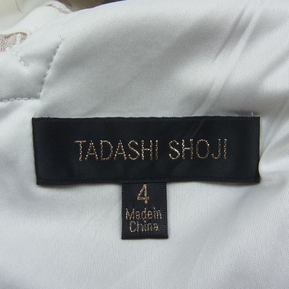 TADASHI SHOJI 3K896MX EMBROIDERED SHEATH LACE DRESS エンブロイダリー レース ノースリーブ タイト ドレスワンピース ベージュ ホワイト系 4【中古】