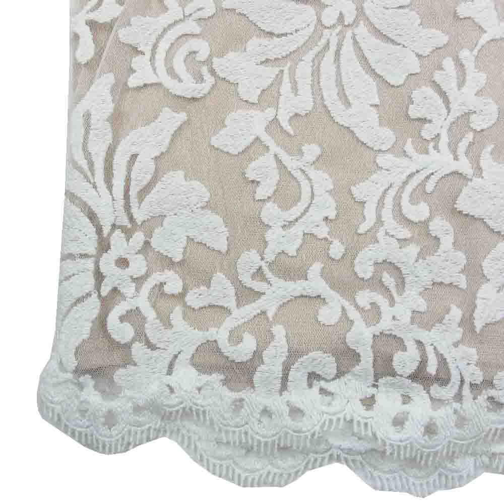 TADASHI SHOJI 3K896MX EMBROIDERED SHEATH LACE DRESS エンブロイダリー レース ノースリーブ タイト ドレスワンピース ベージュ ホワイト系 4【中古】