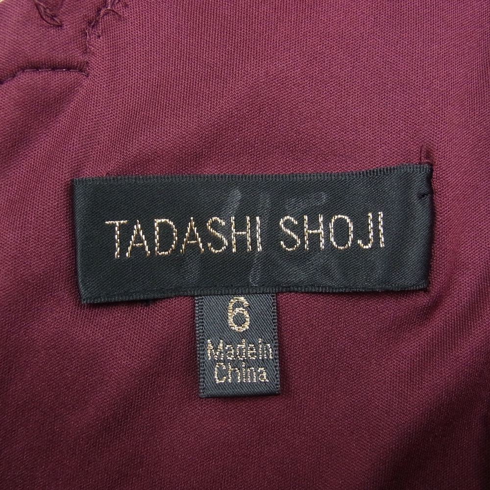 TADASHI SHOJI 3K896MX EMBROIDERED SHEATH LACE DRESS エンブロイダリー レース ノースリーブ タイト ドレスワンピース ボルドー ボルドー系 6【中古】