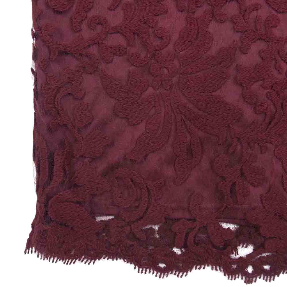 TADASHI SHOJI 3K896MX EMBROIDERED SHEATH LACE DRESS エンブロイダリー レース ノースリーブ タイト ドレスワンピース ボルドー ボルドー系 6【中古】