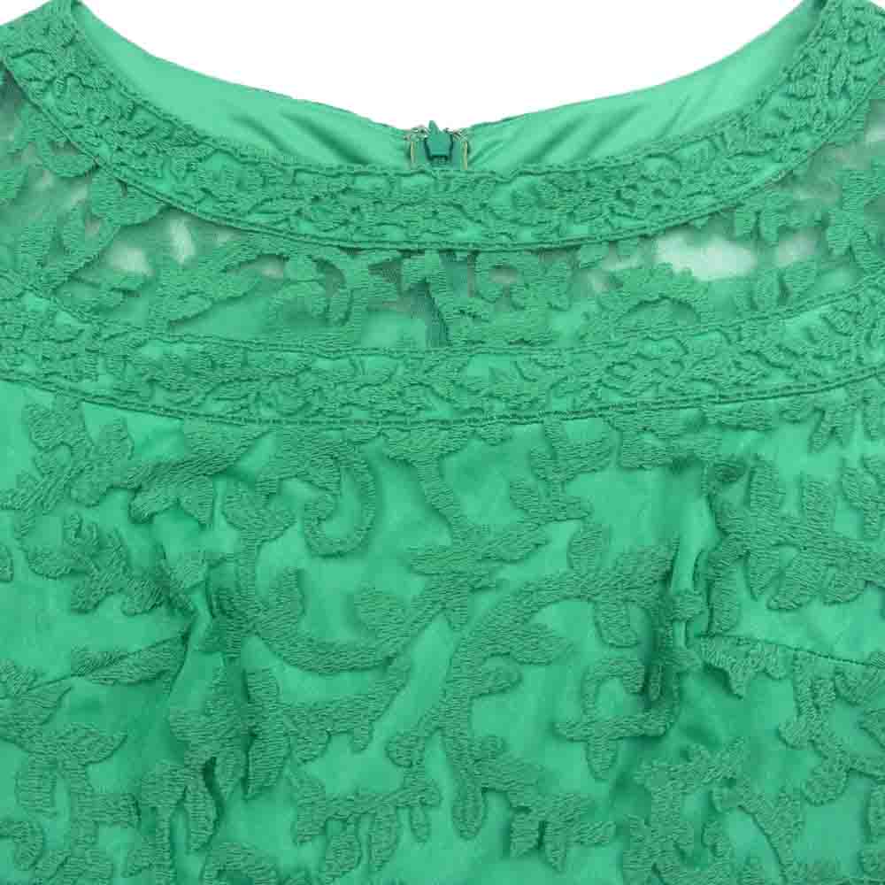 TADASHI SHOJI ADU915M EMBROIDERED BANDED LACE DRESS エンブロイダリー バンデッドレース タイト ドレスワンピース グリーン グリーン系 4【中古】