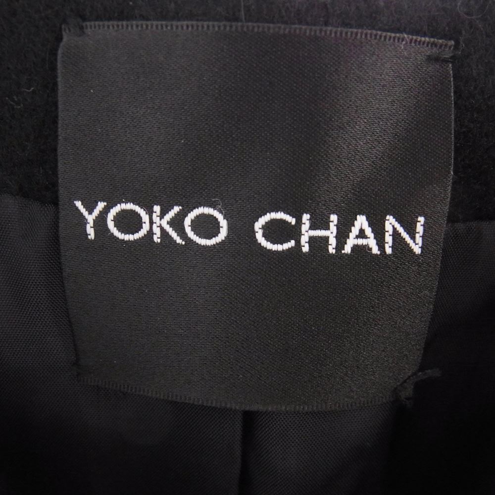YOKO CHAN ヨーコチャン YCC-012 異素材切替 ウールシャギー アンゴラ混 ノーカラーコート ブラック系 40【中古】
