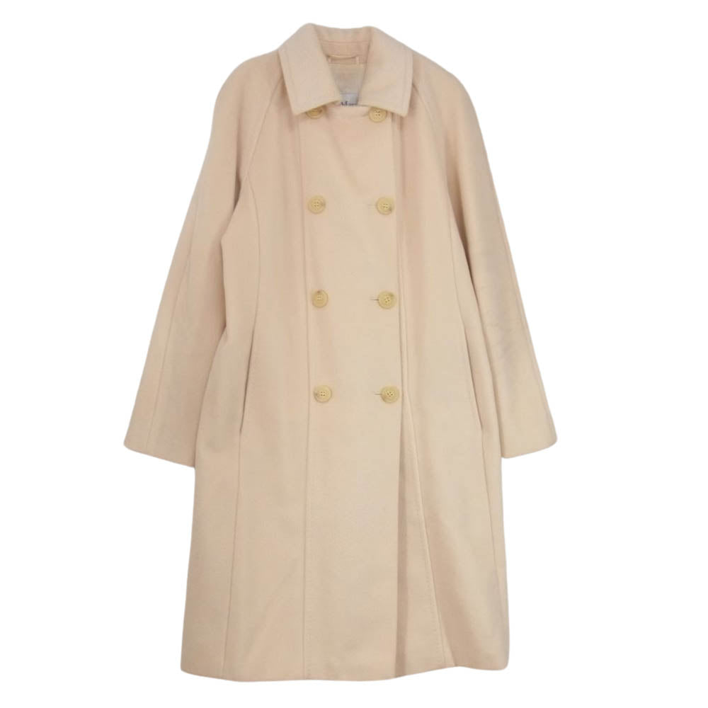 MAX MARA マックスマーラ RN73136 イタリア製 白タグ ヴァージンウール カシミヤ混 ダブル ロングコート オフホワイト系 36【中古】