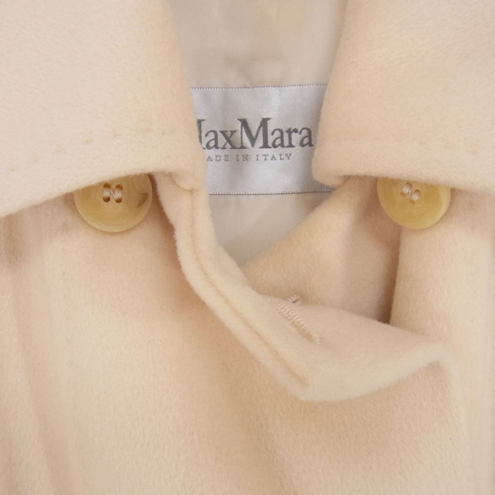 MAX MARA マックスマーラ RN73136 イタリア製 白タグ ヴァージンウール カシミヤ混 ダブル ロングコート オフホワイト系 36【中古】