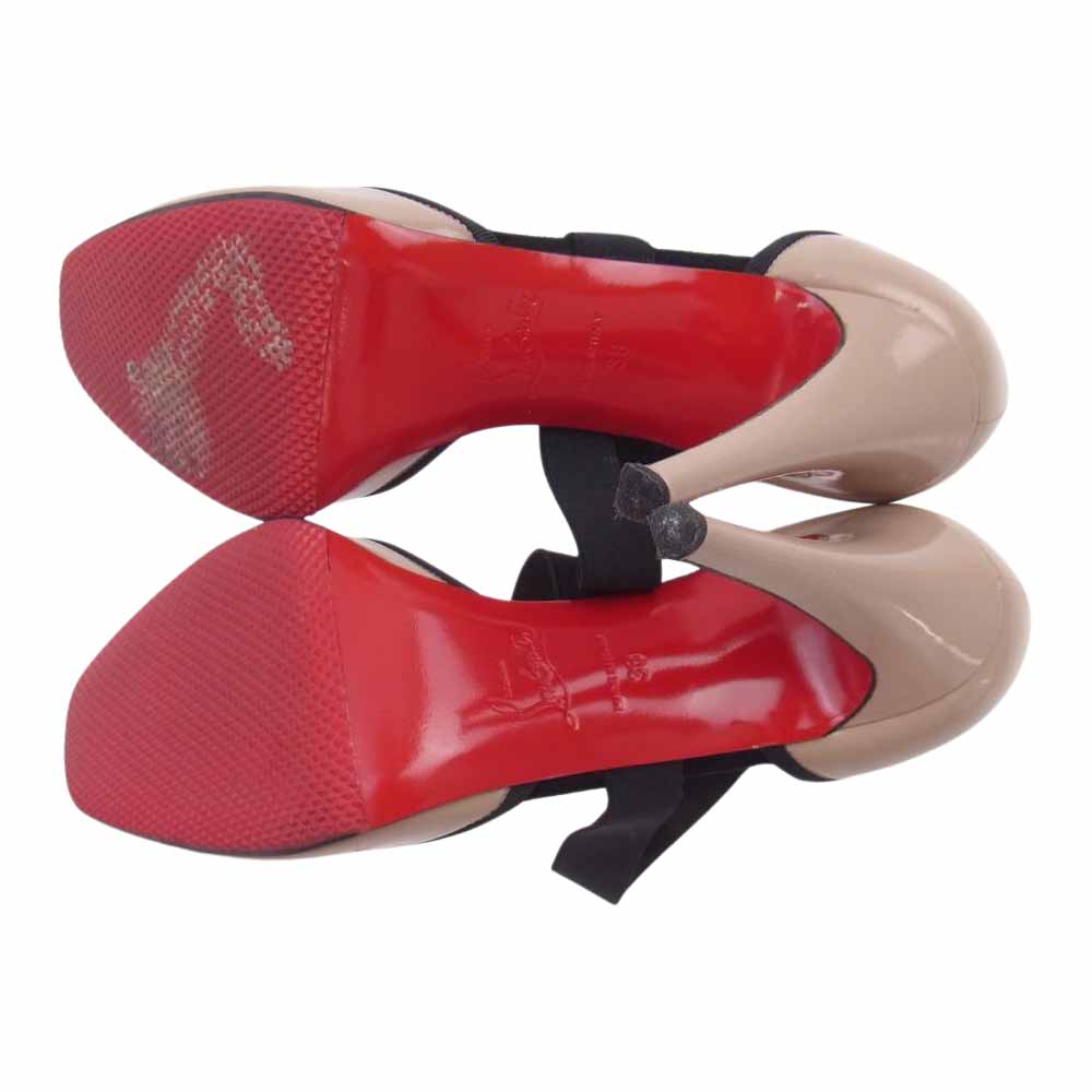 Christian Louboutin クリスチャンルブタン 3110613 THESMAMA リボン ツートーン パンプス ベージュ系 38【中古】