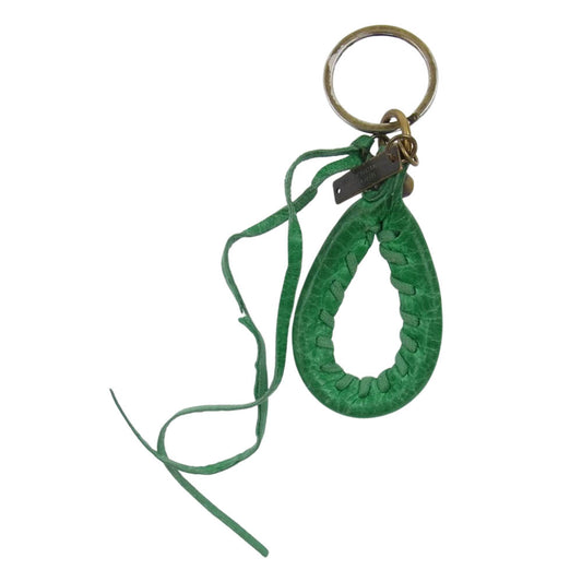 BALENCIAGA バレンシアガ レザーキーリング バッグチャーム グリーン系【中古】