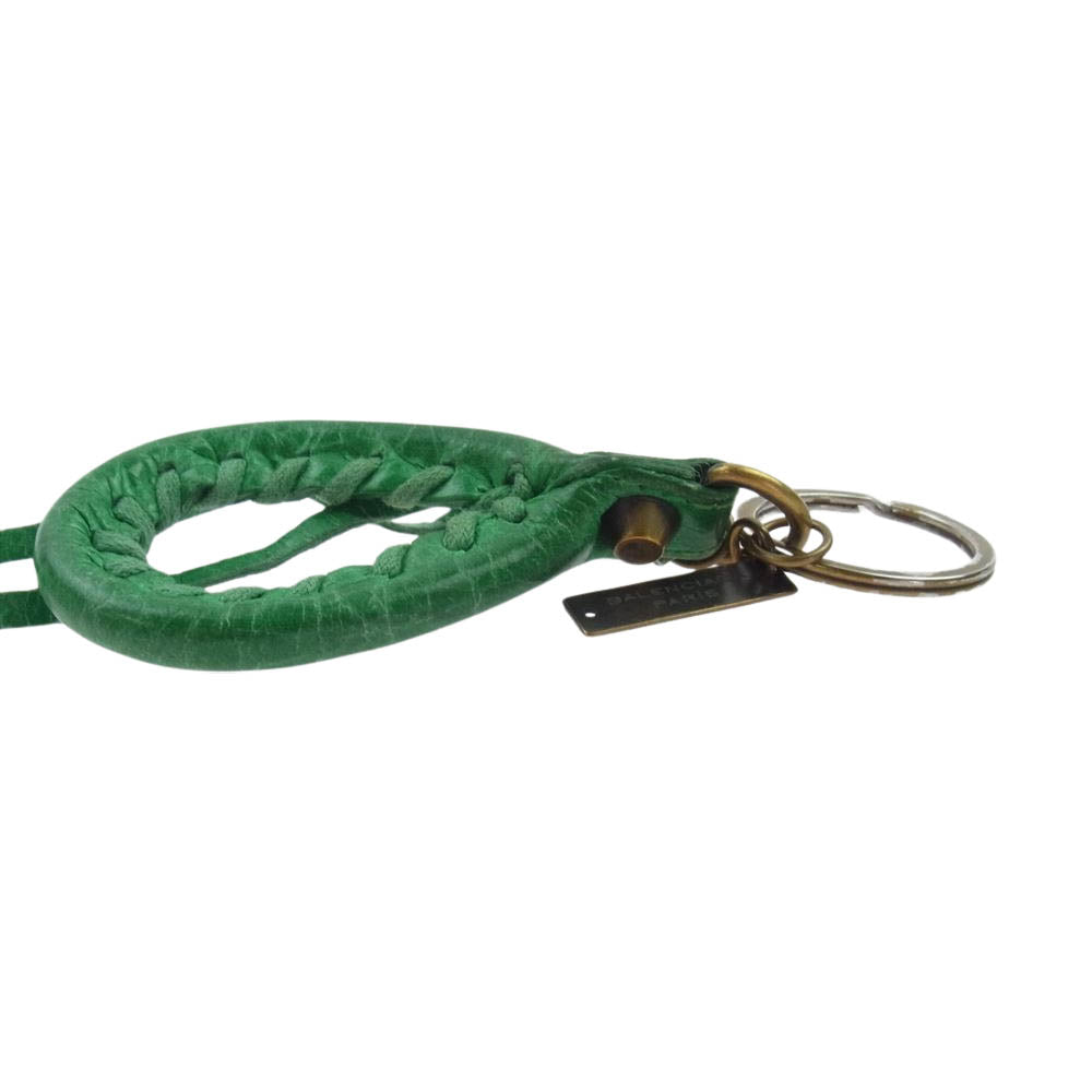 BALENCIAGA バレンシアガ レザーキーリング バッグチャーム グリーン系【中古】