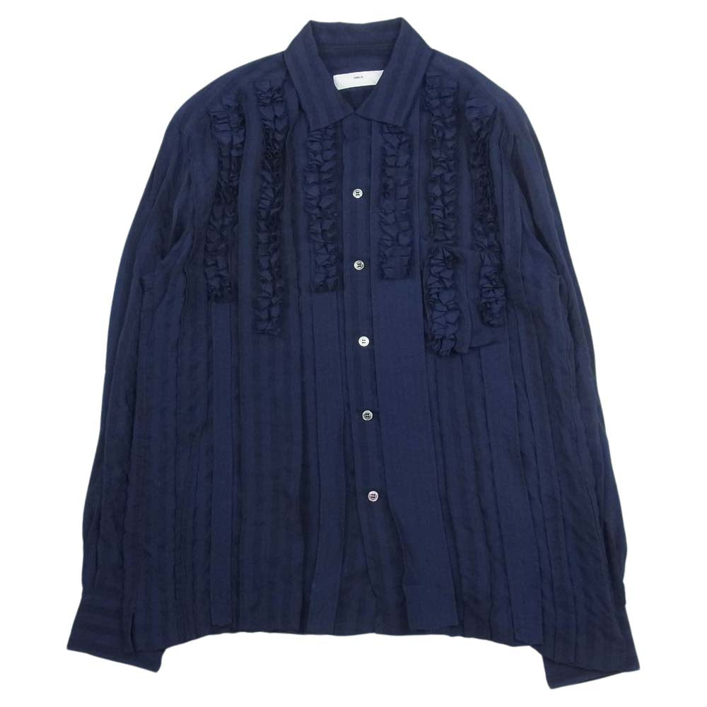 TOGA トーガ 20AW TV02-FJ306 VIRILIS ビリリース ストライプ フリル シャツ 長袖 ネイビー系 44【中古】