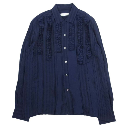 TOGA トーガ 20AW TV02-FJ306 VIRILIS ビリリース ストライプ フリル シャツ 長袖 ネイビー系 44【中古】