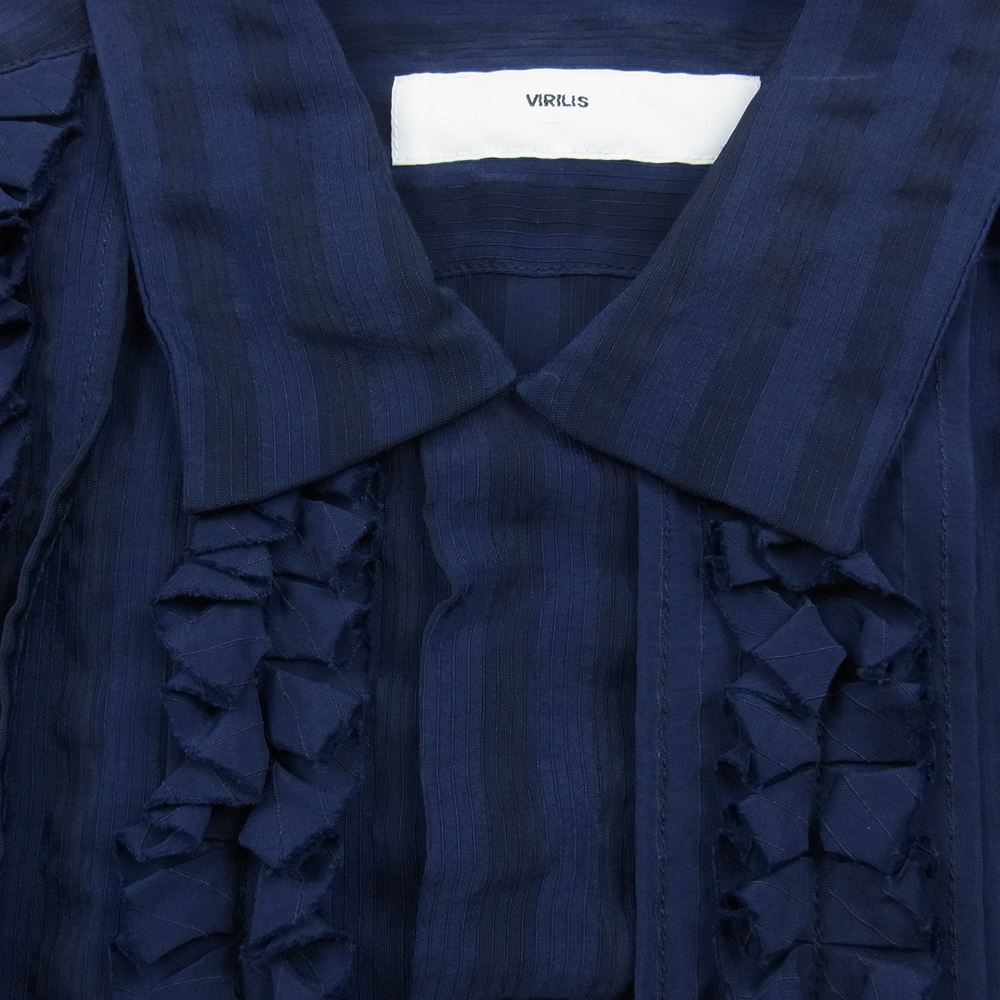 TOGA トーガ 20AW TV02-FJ306 VIRILIS ビリリース ストライプ フリル シャツ 長袖 ネイビー系 44【中古】