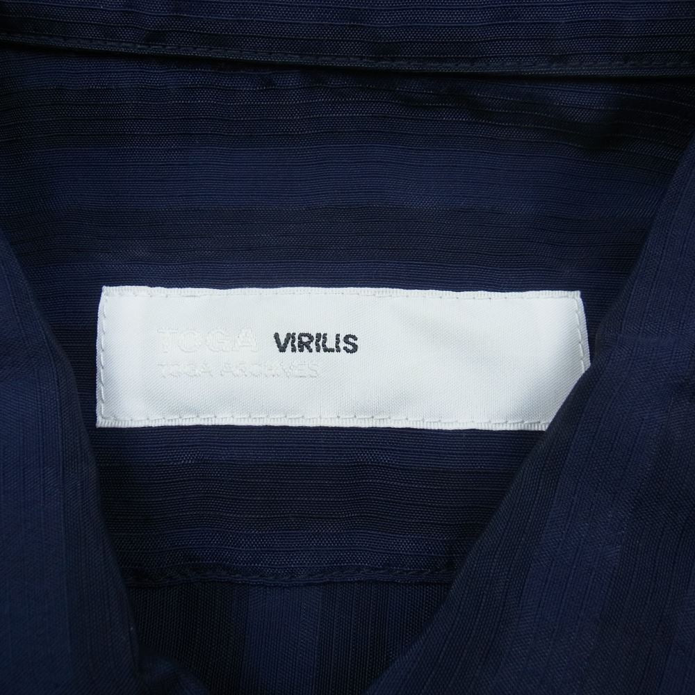 TOGA トーガ 20AW TV02-FJ306 VIRILIS ビリリース ストライプ フリル シャツ 長袖 ネイビー系 44【中古】