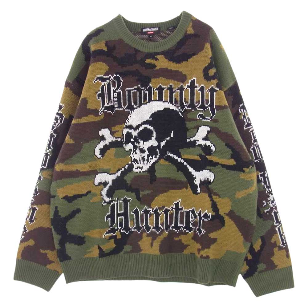 Supreme シュプリーム 23AW Bounty Hunter Sweater バウンティーハンター スカル  ウッドランドカモ クルーネック ニット カーキ系 XL【新古品】【未使用】【中古】