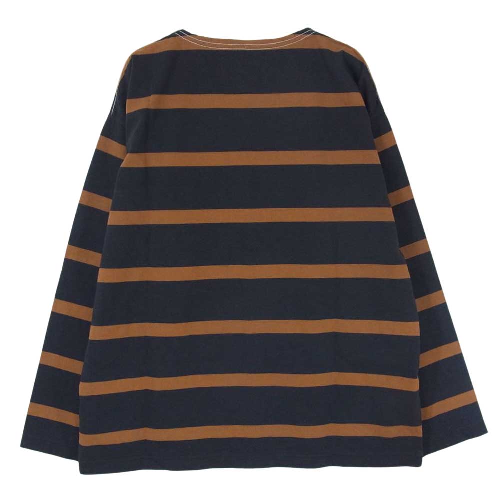 MARGARET HOWELL マーガレットハウエル 596-1166515 MHL エムエイチエル ボーダー カットソー ブラウン系 ダークネイビー系 XL【中古】