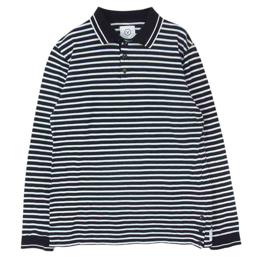 VISVIM ビズビム ボーダー 長袖 ポロシャツ ブラック系 ホワイト系 サイズ表記無し【中古】