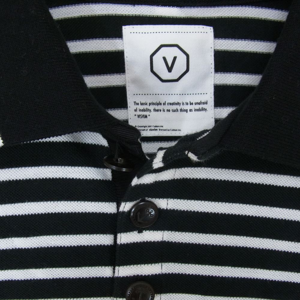 VISVIM ビズビム ボーダー 長袖 ポロシャツ ブラック系 ホワイト系 サイズ表記無し【中古】