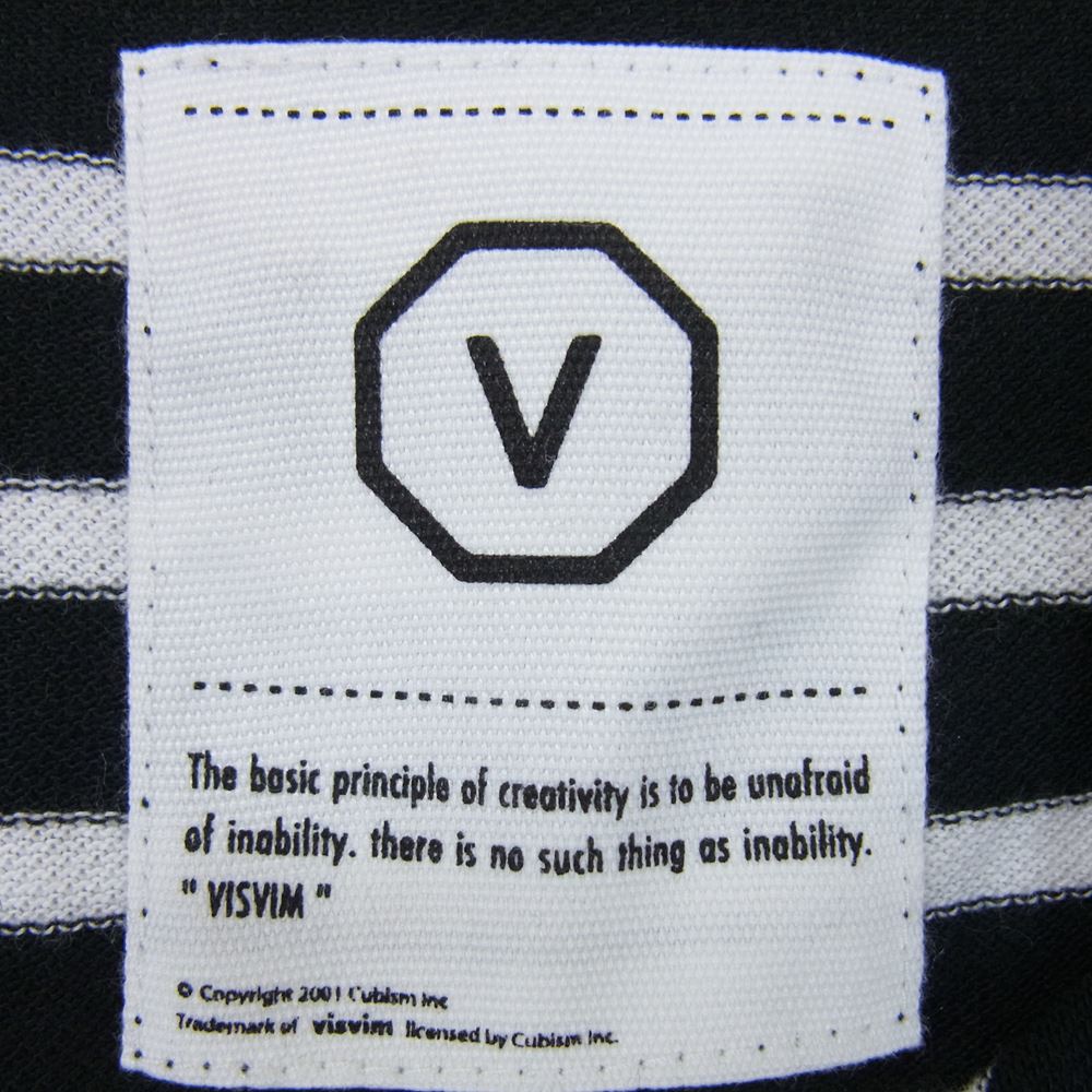 VISVIM ビズビム ボーダー 長袖 ポロシャツ ブラック系 ホワイト系 サイズ表記無し【中古】