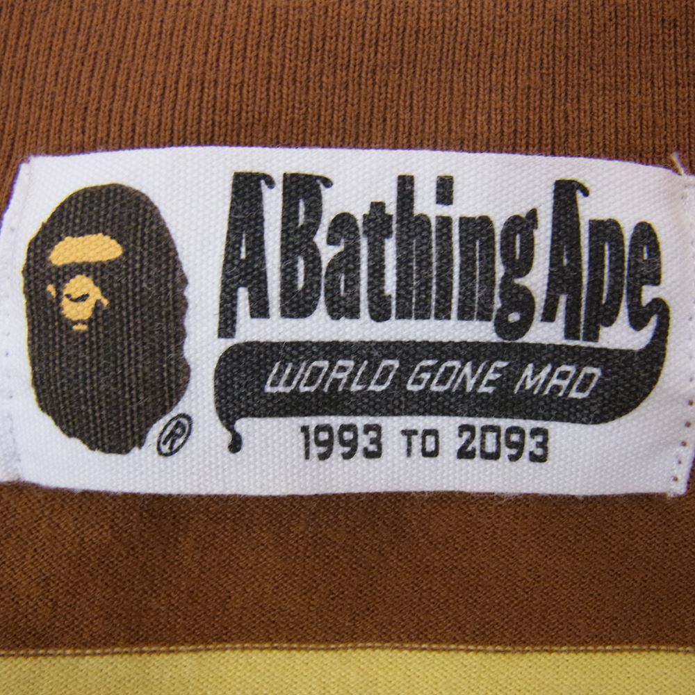 A BATHING APE アベイシングエイプ 001LTI301003M ボーダー カットソー ロングスリーブ 長袖 Tシャツ  ブラウン系 イエロー系 グレー系 L【中古】