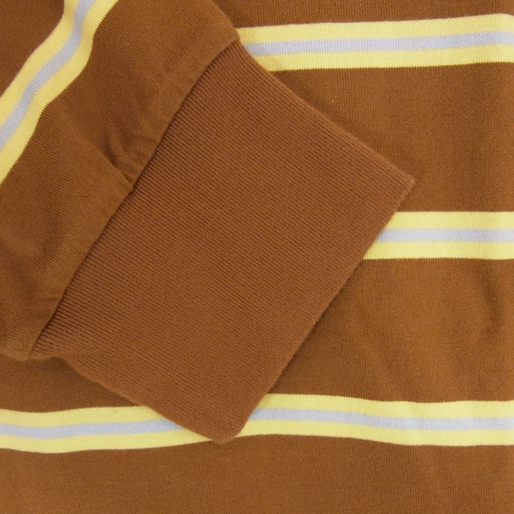 A BATHING APE アベイシングエイプ 001LTI301003M ボーダー カットソー ロングスリーブ 長袖 Tシャツ  ブラウン系 イエロー系 グレー系 L【中古】