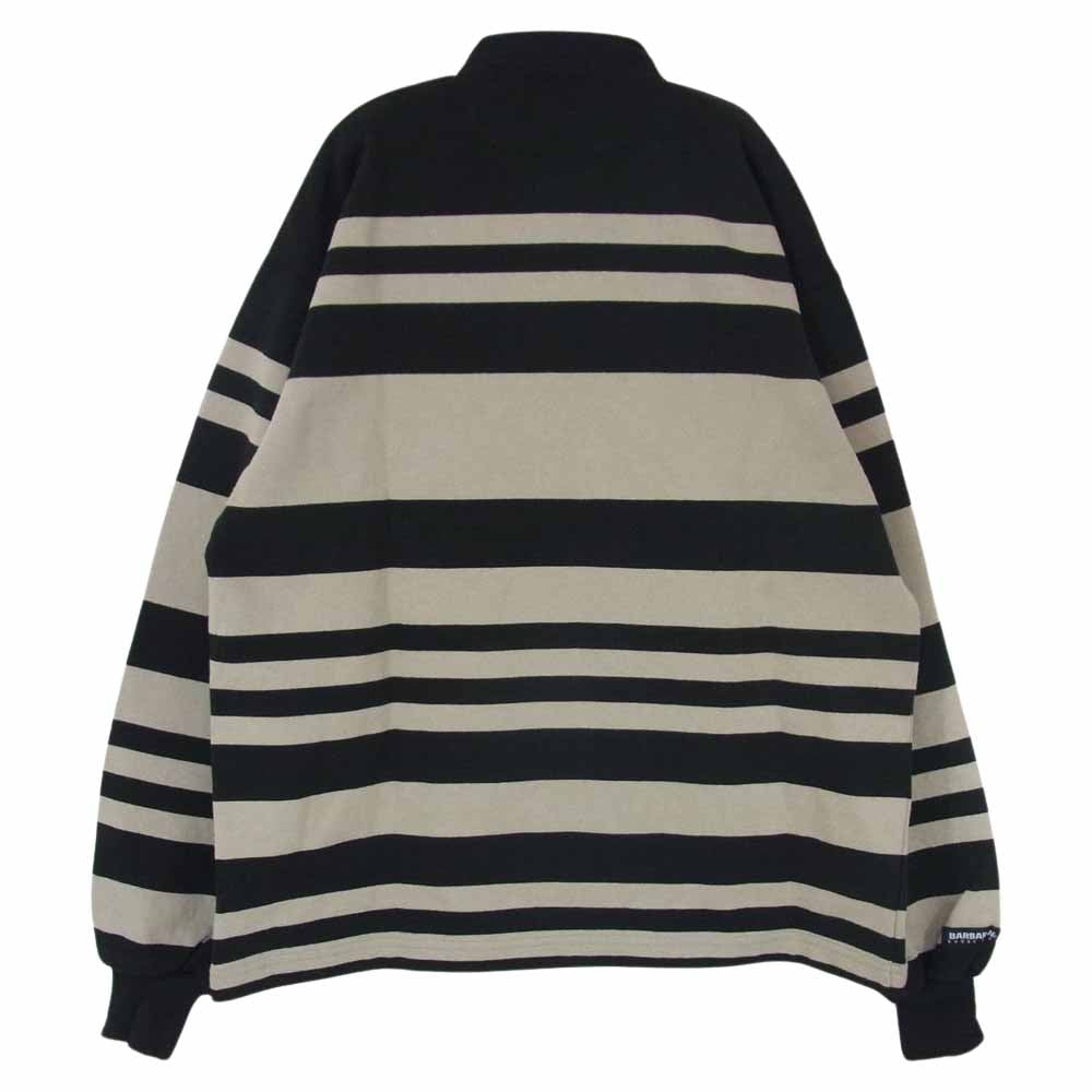 Barbarian バーバリアン ノーカラー ラガーシャツ ライトブラウン系 ブラック系 L【中古】