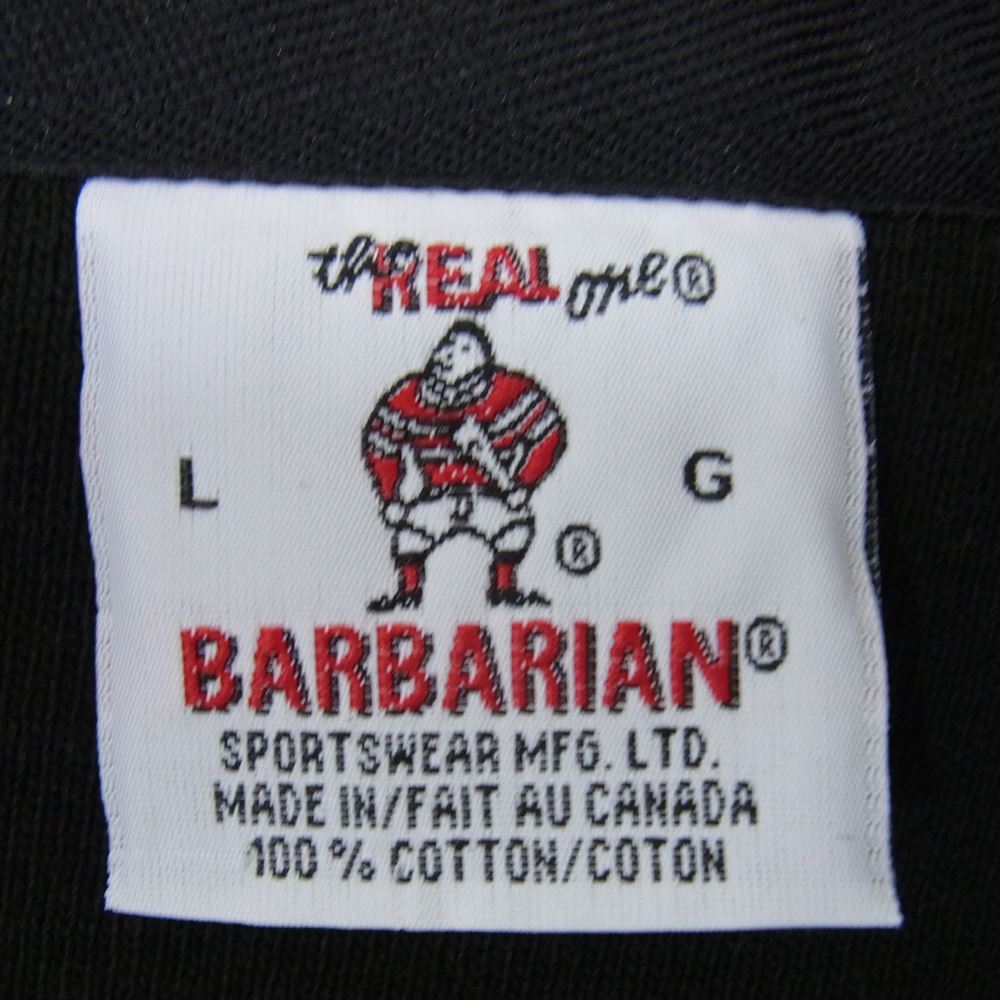 Barbarian バーバリアン ノーカラー ラガーシャツ ライトブラウン系 ブラック系 L【中古】