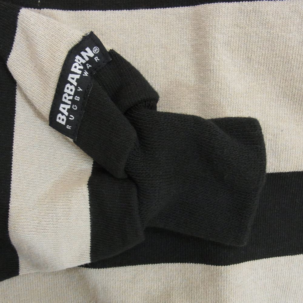 Barbarian バーバリアン ノーカラー ラガーシャツ ライトブラウン系 ブラック系 L【中古】