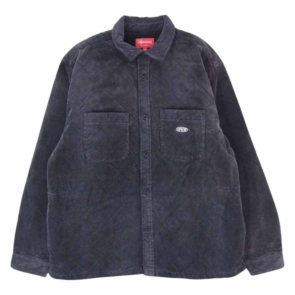 Supreme シュプリーム 22AW Quilted Corduroy Shirt キルト コーデュロイ 長袖 シャツ グレー系 M【中古】