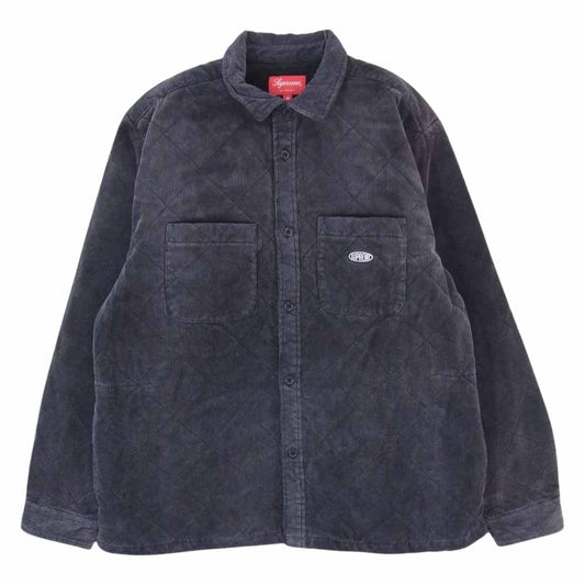 Supreme シュプリーム 22AW Quilted Corduroy Shirt キルト コーデュロイ 長袖 シャツ グレー系 M【中古】