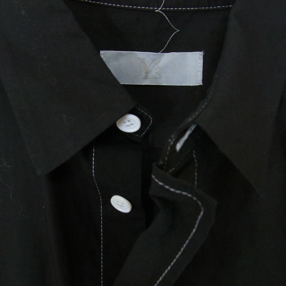 Y's Yohji Yamamoto ワイズ ヨウジヤマモト YW-B07-003 製品染め 前二重 レイヤード ステッチ 長袖 シャツ ブラック系 2【中古】