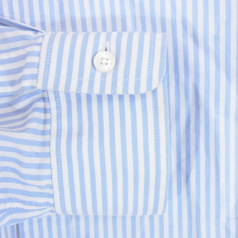 VERSACE ヴェルサーチ A85181 A232544 国内正規品 イタリア製 バロック柄シルク ヨーク切替 ストライプ 長袖 シャツ ライトブルー系 39【中古】