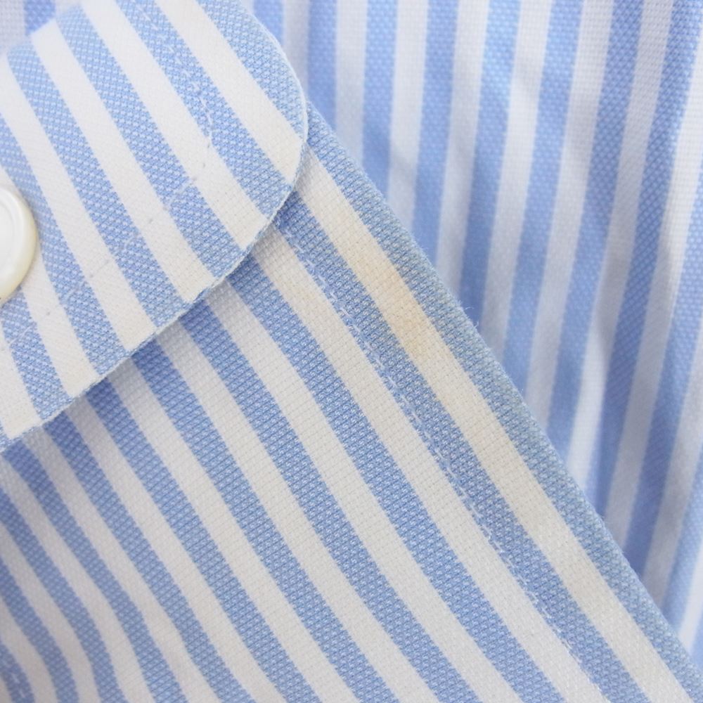 VERSACE ヴェルサーチ A85181 A232544 国内正規品 イタリア製 バロック柄シルク ヨーク切替 ストライプ 長袖 シャツ ライトブルー系 39【中古】