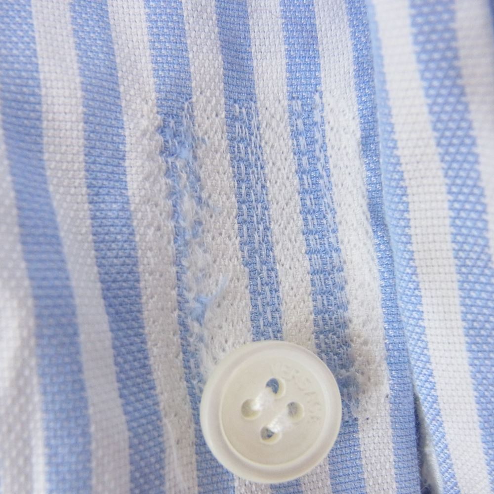 VERSACE ヴェルサーチ A85181 A232544 国内正規品 イタリア製 バロック柄シルク ヨーク切替 ストライプ 長袖 シャツ ライトブルー系 39【中古】