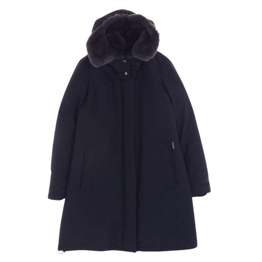 WOOLRICH ウールリッチ 1602177 国内正規品 60/40 RAMAR CLOTH ラマ― クロス ラビットファー ダウン コート ジャケット ネイビー系 XS【中古】