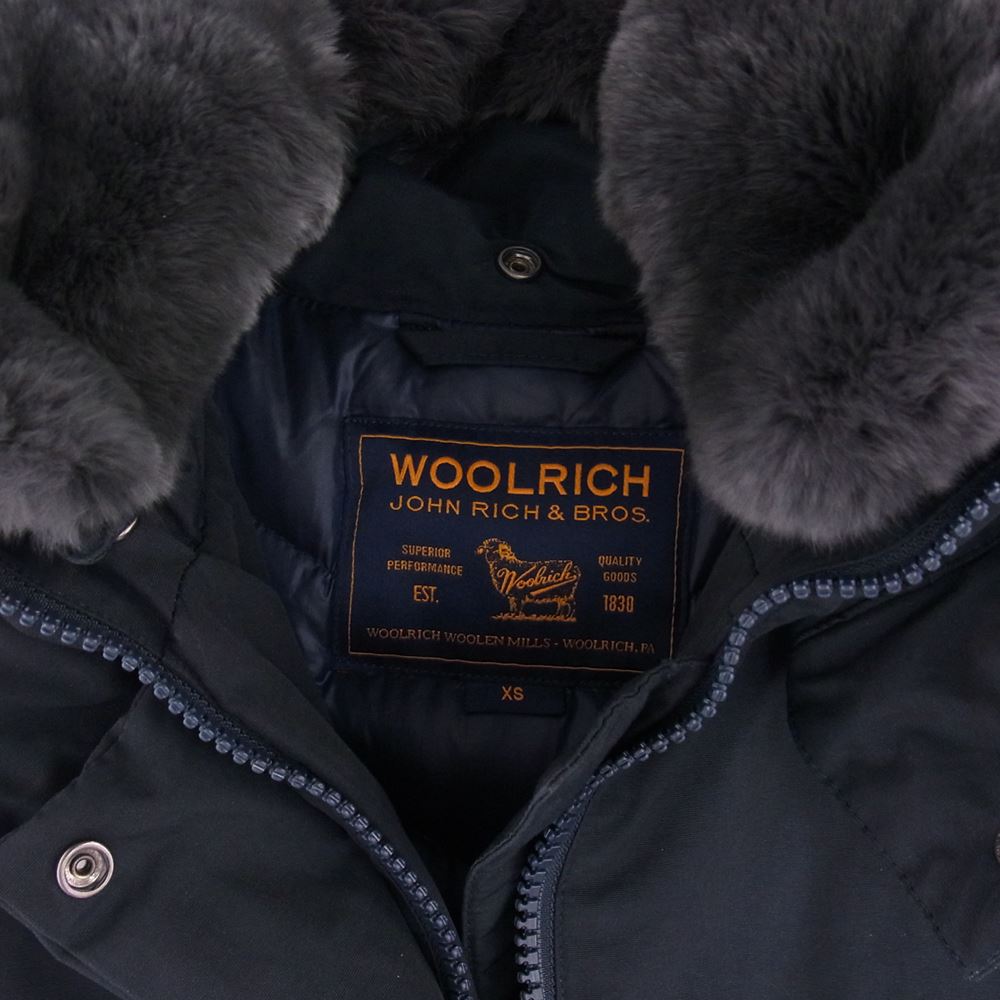 WOOLRICH ウールリッチ 1602177 国内正規品 60/40 RAMAR CLOTH ラマ― クロス ラビットファー ダウン コート ジャケット ネイビー系 XS【中古】