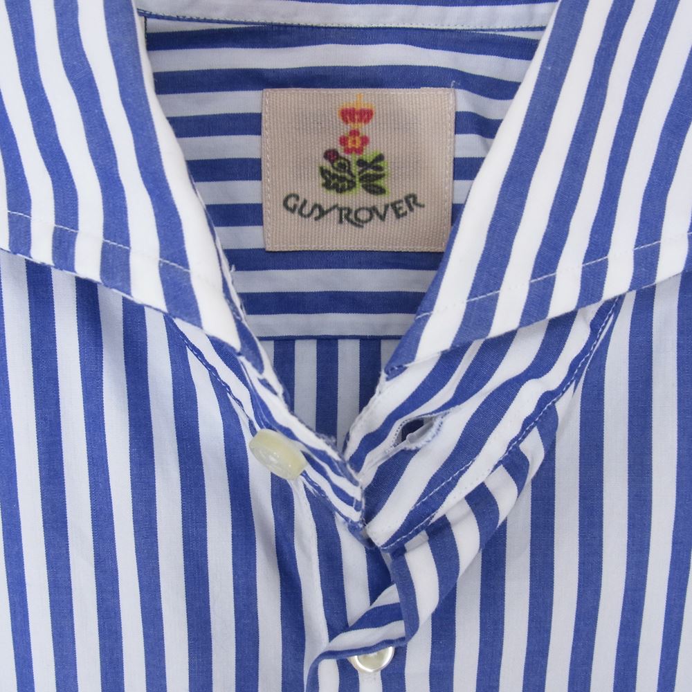 GUY ROVER ギローバー ワイドスプレッド ストライプ シャツ ブルー系 ホワイト系 M【中古】