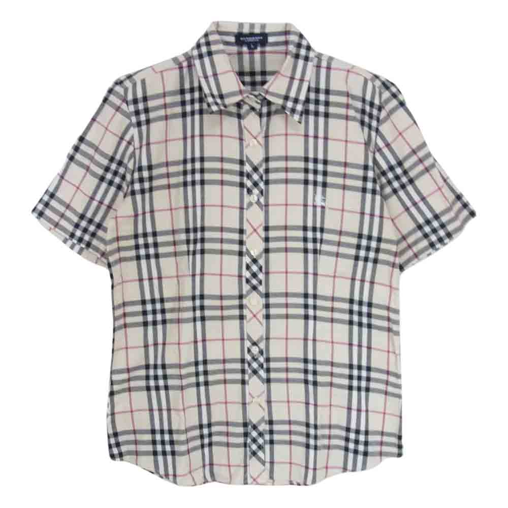 BURBERRY LONDON バーバリー ロンドン チェック ストレッチ 半袖 シャツ L【中古】