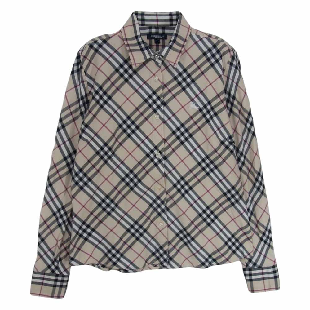 BURBERRY LONDON バーバリー ロンドン チェック ストレッチ 長袖 シャツ L【中古】