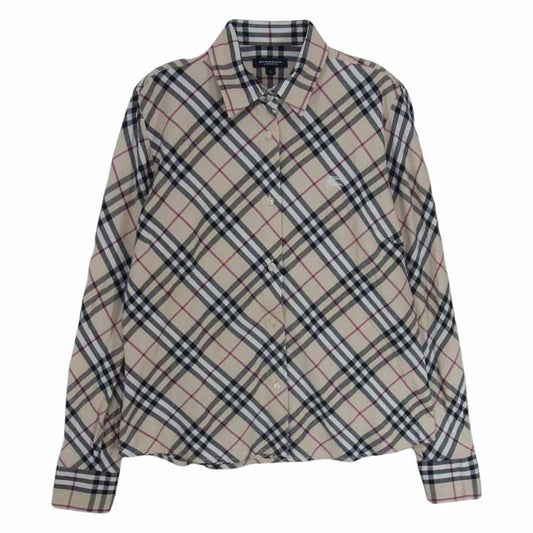 BURBERRY LONDON バーバリー ロンドン チェック ストレッチ 長袖 シャツ L【中古】