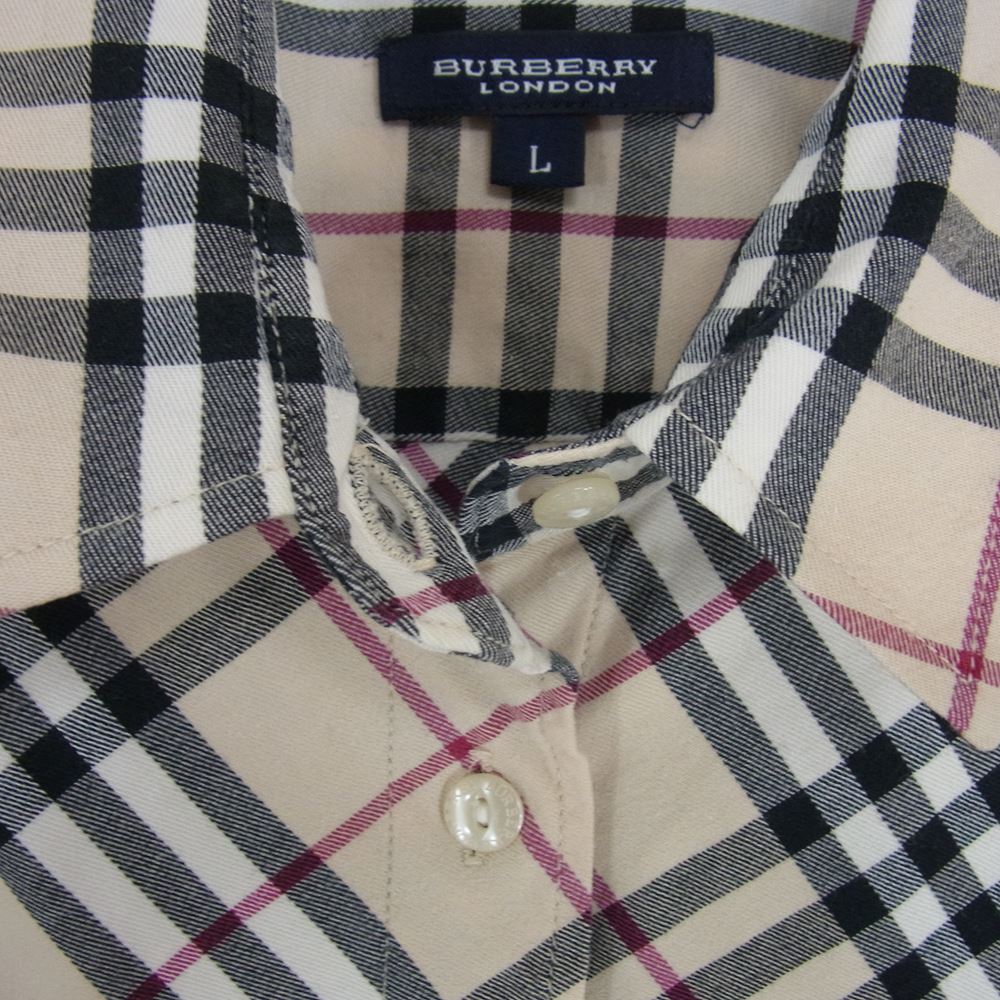 BURBERRY LONDON バーバリー ロンドン チェック ストレッチ 長袖 シャツ L【中古】