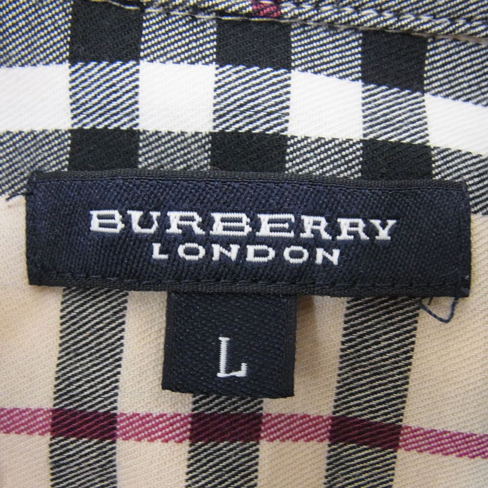 BURBERRY LONDON バーバリー ロンドン チェック ストレッチ 長袖 シャツ L【中古】