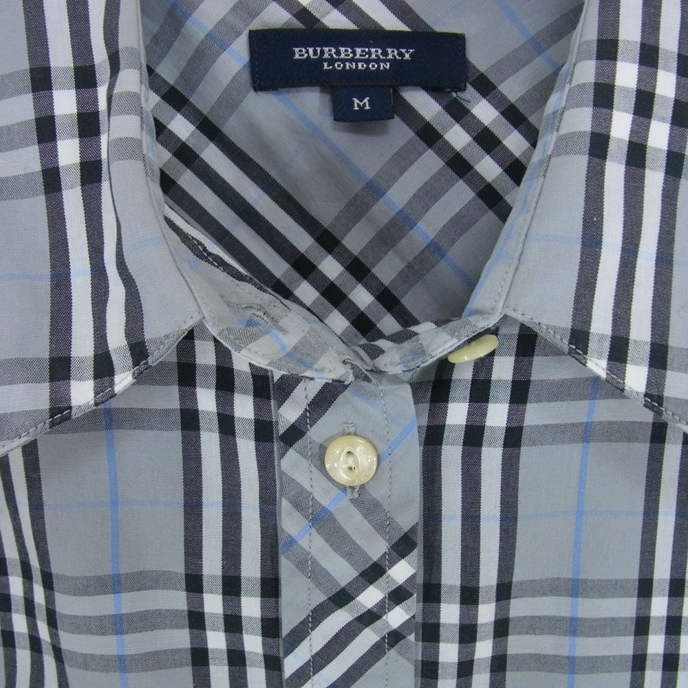 BURBERRY LONDON バーバリー ロンドン チェック 長袖 シャツ グレー系 M【中古】