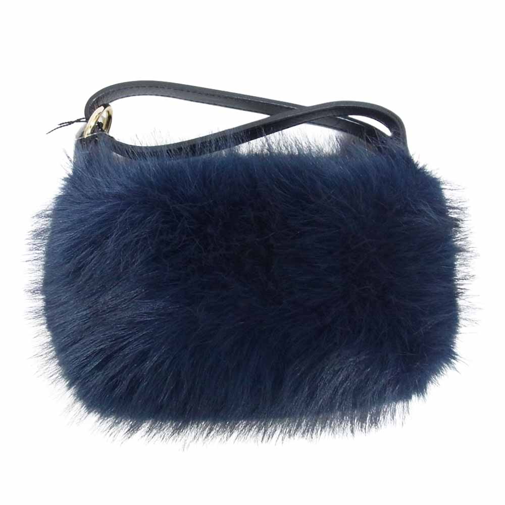 Sacai サカイ S115-01 Small Pochette Faux Fur スモール ポシェット フェイクファー ハンド バッグ ネイビー系【極上美品】【中古】
