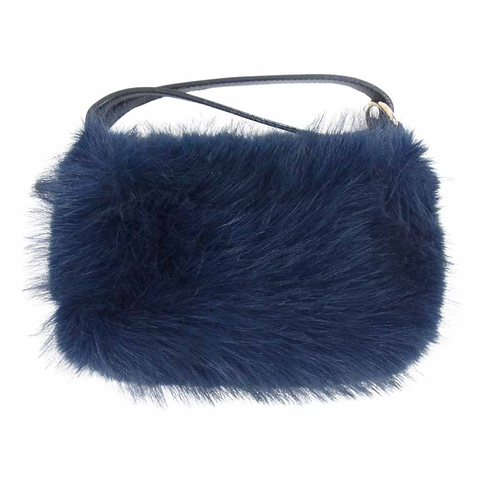 Sacai サカイ S115-01 Small Pochette Faux Fur スモール ポシェット フェイクファー ハンド バッグ ネイビー系【極上美品】【中古】