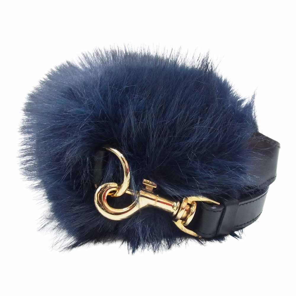 Sacai サカイ S115-01 Small Pochette Faux Fur スモール ポシェット フェイクファー ハンド バッグ ネイビー系【極上美品】【中古】